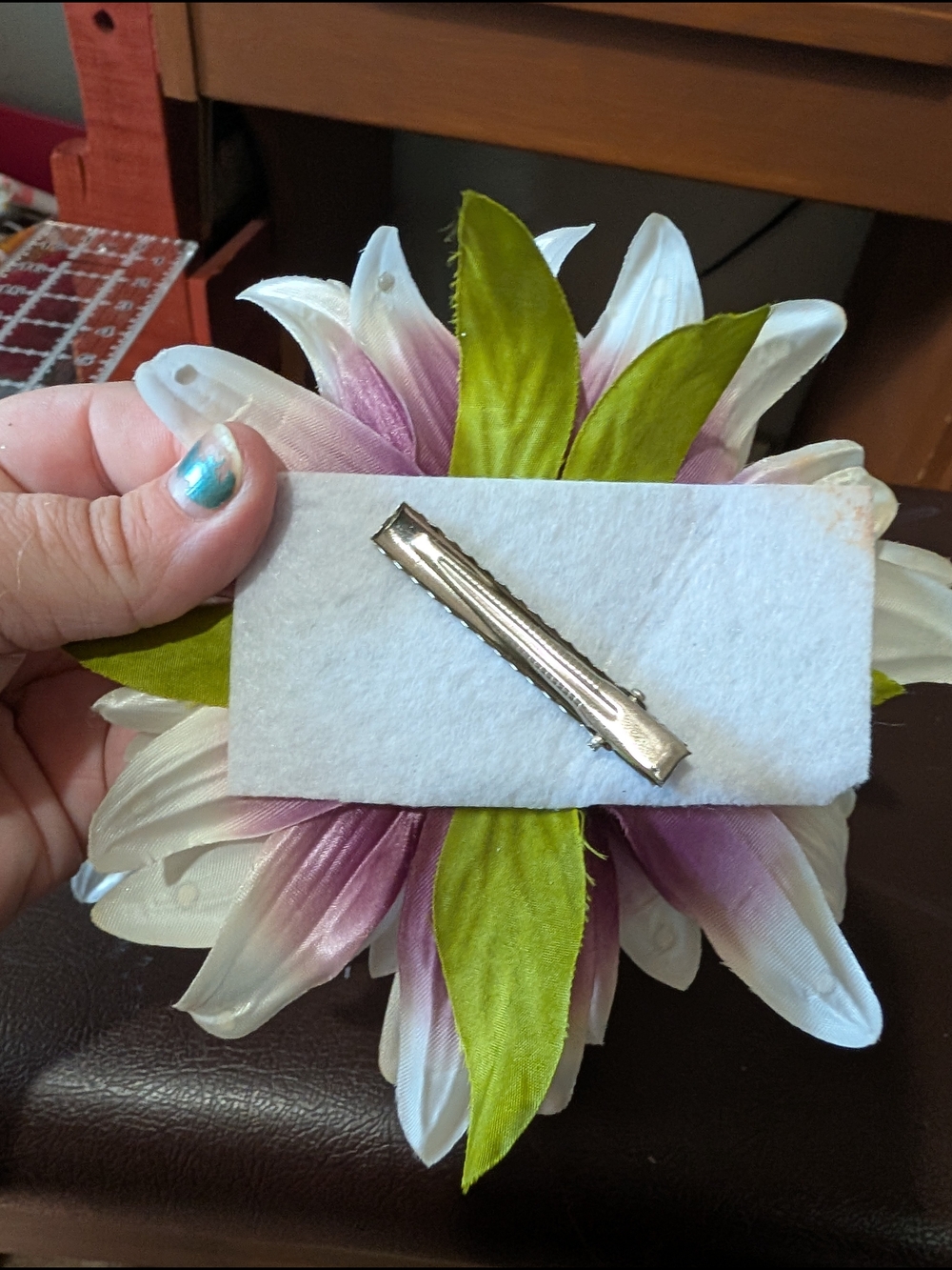 Pink & Silver Floral Hair Clips - Sparkling Petal Accents - Picture 2 of 12